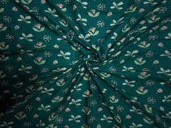 Green Floral Muslin Fabric