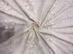 Beige Floral 3D Cotton Embroidery Fabric