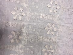 Beige Floral 3D Cotton Embroidery Fabric