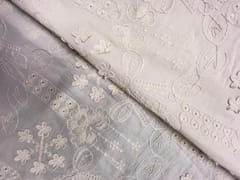 Beige Floral 3D Cotton Embroidery Fabric