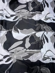 Black Floral Georgette Satin Fabric