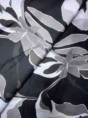 Black Floral Georgette Satin Fabric