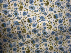 Blue Floral Cotton Slub Fabric