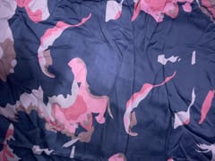 Grey Floral Georgette Satin Fabric