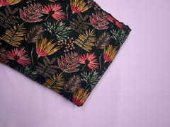 Black Floral Cotton Rayon Fabric