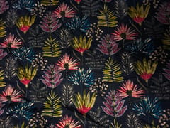 Navy Blue Floral Cotton Rayon Fabric