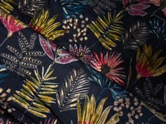 Navy Blue Floral Cotton Rayon Fabric