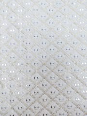 Off- White Dyeable Fabric With Geometric Sequins Embroidery