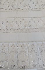 Off-White Dyeable Georgette Fabric With Lakhnavi And Gota Patti Work