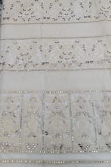 Off-White Dyeable Georgette Fabric With Lakhnavi And Gota Patti Work