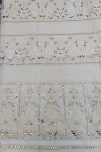 Off-White Dyeable Georgette Fabric With Lakhnavi And Gota Patti Work