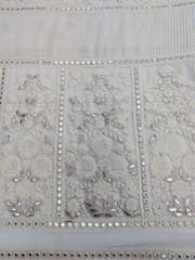 Off-White Dyeable Georgette Fabric With Lakhnavi And Gota Patti Work