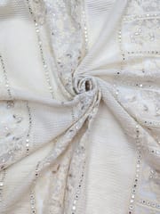 Off-White Dyeable Georgette Fabric With Lakhnavi And Gota Patti Work