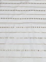 White Dyeable Georgette Fabric With Gold Embellishments
