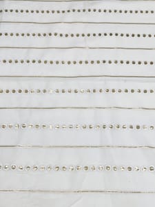White Dyeable Georgette Fabric With Gold Embellishments