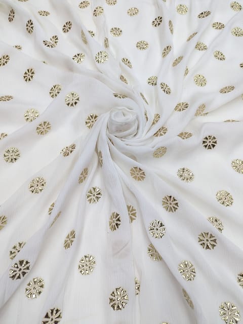 White Dyeable Chiffon Fabric With Floral Work