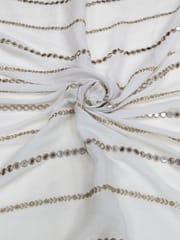 White Dyeable Chiffon Fabric With Mirror & Zari Work