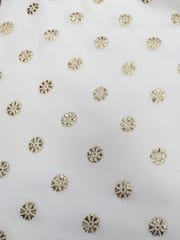 White Dyeable Chiffon Fabric With Floral Work