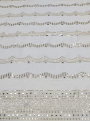 White Dyeable Georgette Fabric With Mirror & Sequins Work