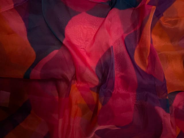 Multicolor Abstract Viscose Organza Fabric