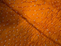 Orange Bandhani Modal Satin Fabric