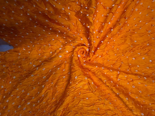 Orange Bandhani Modal Satin Fabric