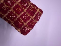 Maroon Checks Pure Bandhani Dupatta Fabric