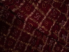Maroon Checks Pure Bandhani Dupatta Fabric