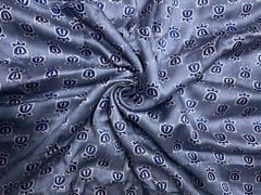 Grey Blue Lotus Floral Modal Satin Fabric