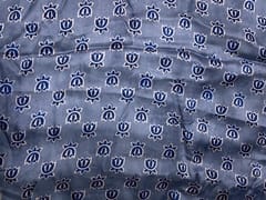Grey Blue Lotus Floral Modal Satin Fabric