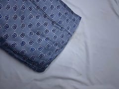 Grey Blue Lotus Floral Modal Satin Fabric