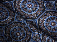 Black Blue Geometric Modal Satin Fabric
