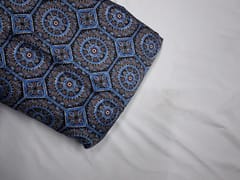 Black Blue Geometric Modal Satin Fabric