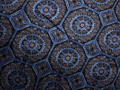Black Blue Geometric Modal Satin Fabric