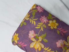 Lilac Floral Linen Organza Fabric