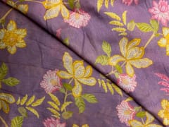 Lilac Floral Linen Organza Fabric