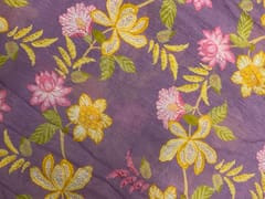 Lilac Floral Linen Organza Fabric