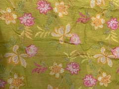 Yellow Floral Linen Organza Fabric