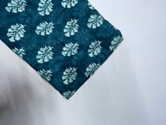 Dark Teal Green Floral Muslin Fabric