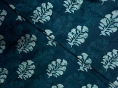 Dark Teal Green Floral Muslin Fabric