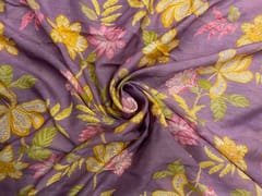 Lilac Floral Linen Organza Fabric