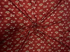Rust Red Floral Floral Muslin Fabric