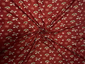 Rust Red Floral Floral Muslin Fabric