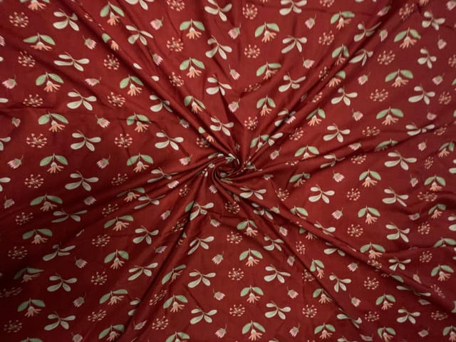 Rust Red Floral Floral Muslin Fabric