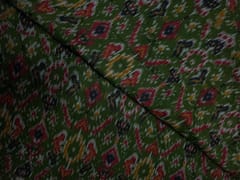 Mehndi Green Color Cotton Ikkat Fabric