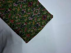 Mehndi Green Color Cotton Ikkat Fabric