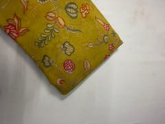 Mustard Floral Pure Chanderi Fabric