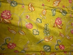 Mustard Floral Pure Chanderi Fabric