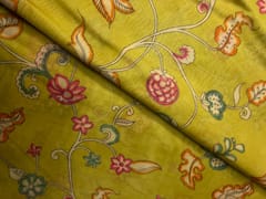 Mustard Floral Pure Chanderi Fabric
