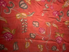 Dark Orange Floral Pure Chanderi Fabric